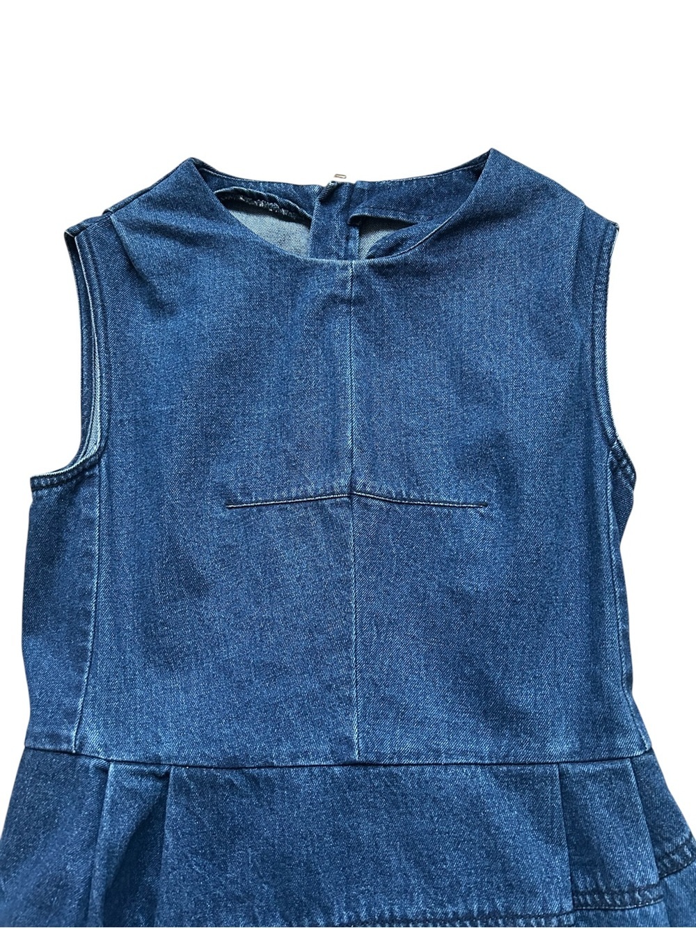 Denim Monogram  Dress Sleeveless A-Line Structured Mini Size Small - Picture 13 of 16